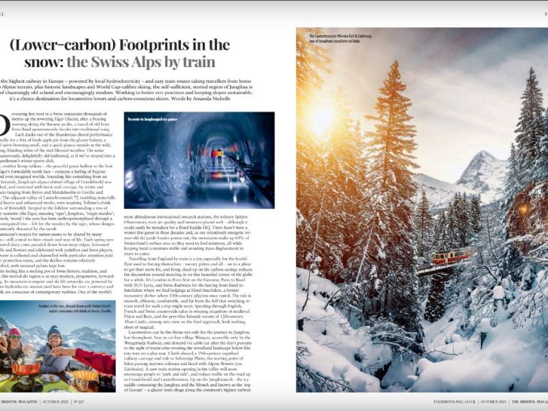 (Lower-carbon) Footprints in the snow: the Swiss Alps by train – no-fly travel feature for The Bristol&nbsp;Magazine
